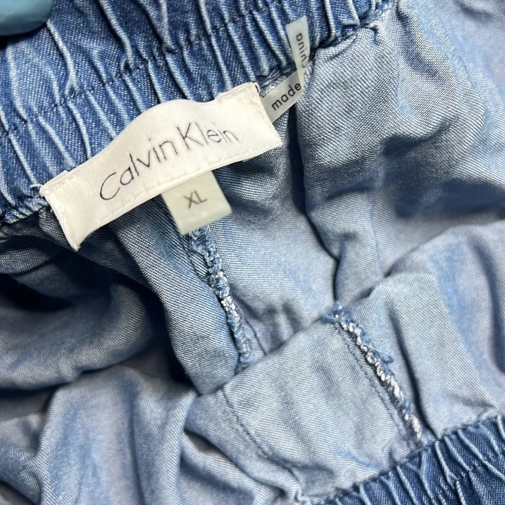 EUC Calvin Klein Chambray denim tencel elastic waist athleisure joggers XL